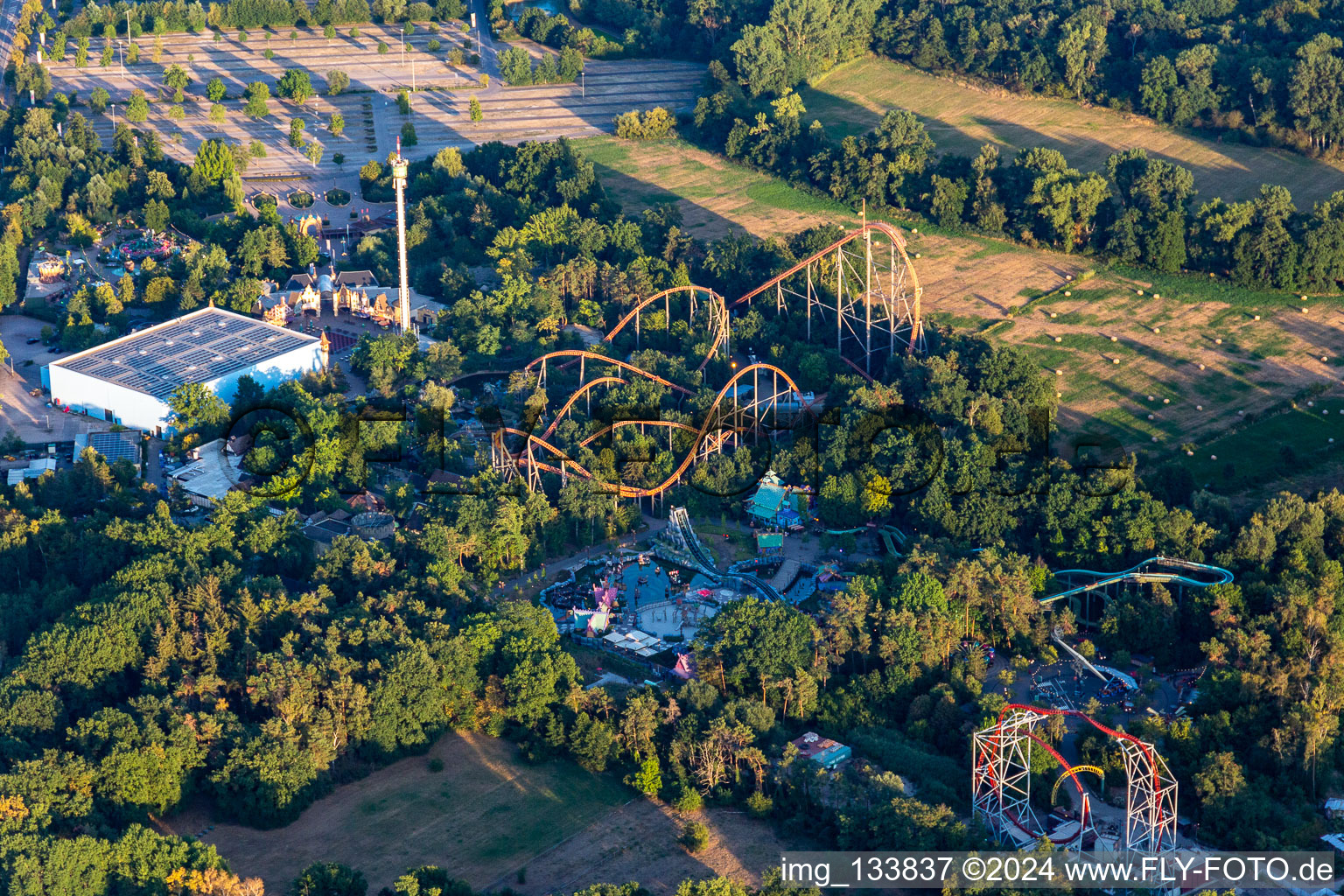 Aerial view of HolidayPark Pfalz in Haßloch in the state Rhineland-Palatinate, Germany