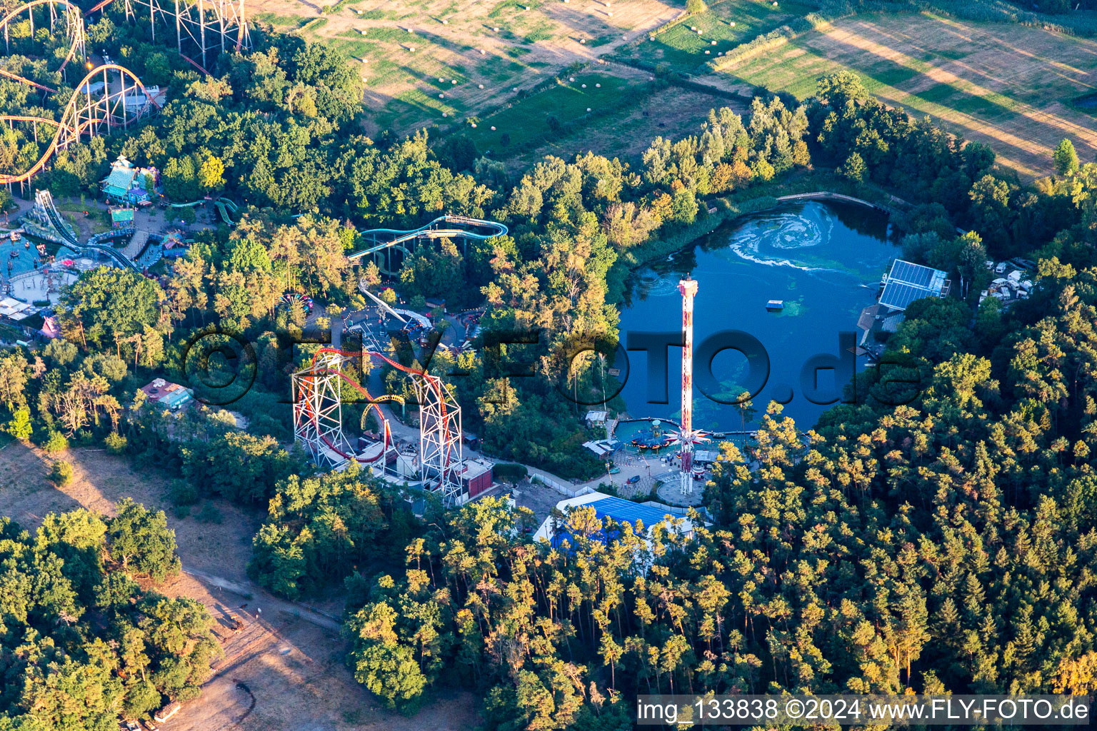 Aerial photograpy of HolidayPark Pfalz in Haßloch in the state Rhineland-Palatinate, Germany