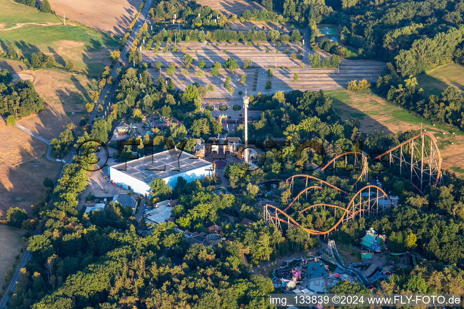 Oblique view of Holiday Park Palatinate in Haßloch in the state Rhineland-Palatinate, Germany