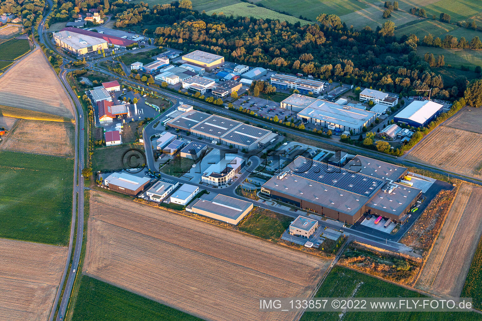 Aerial view of Heo GmbH in the district Herxheim in Herxheim bei Landau in the state Rhineland-Palatinate, Germany