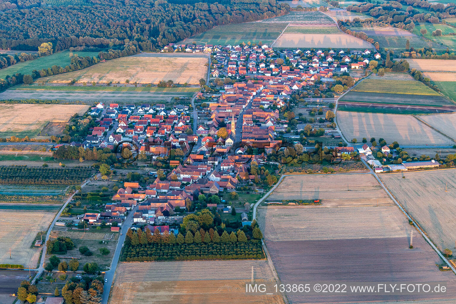 Erlenbach bei Kandel in the state Rhineland-Palatinate, Germany viewn from the air