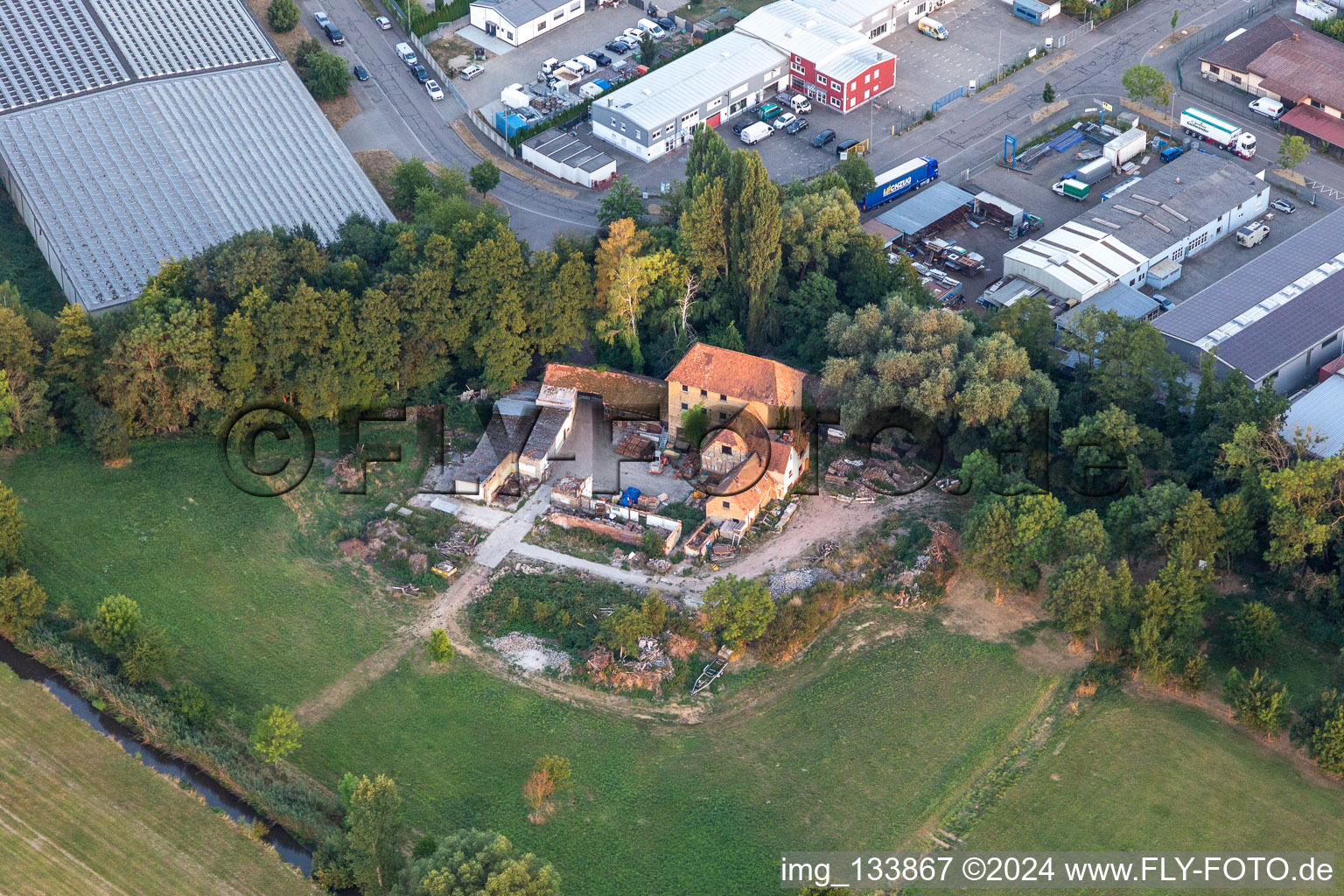 Aerial view of District Minderslachen in Kandel in the state Rhineland-Palatinate, Germany