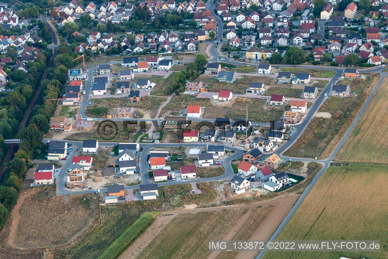 Construction area K2 in Kandel in the state Rhineland-Palatinate, Germany viewn from the air