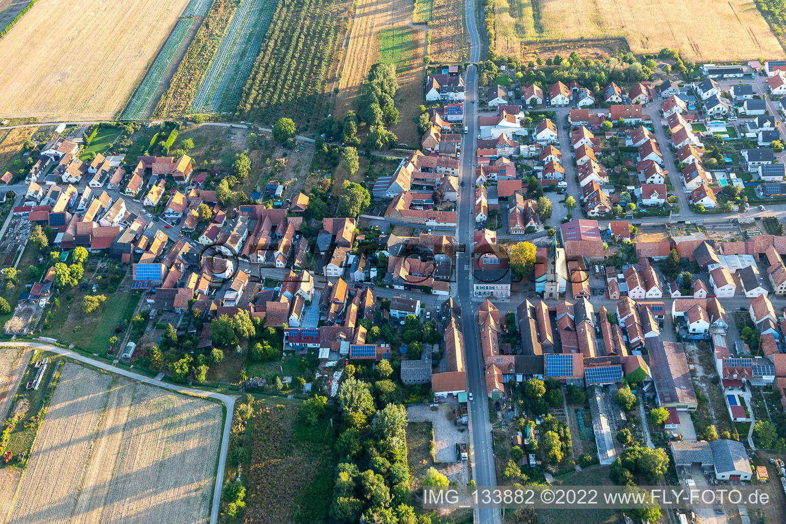 Drone recording of Erlenbach bei Kandel in the state Rhineland-Palatinate, Germany