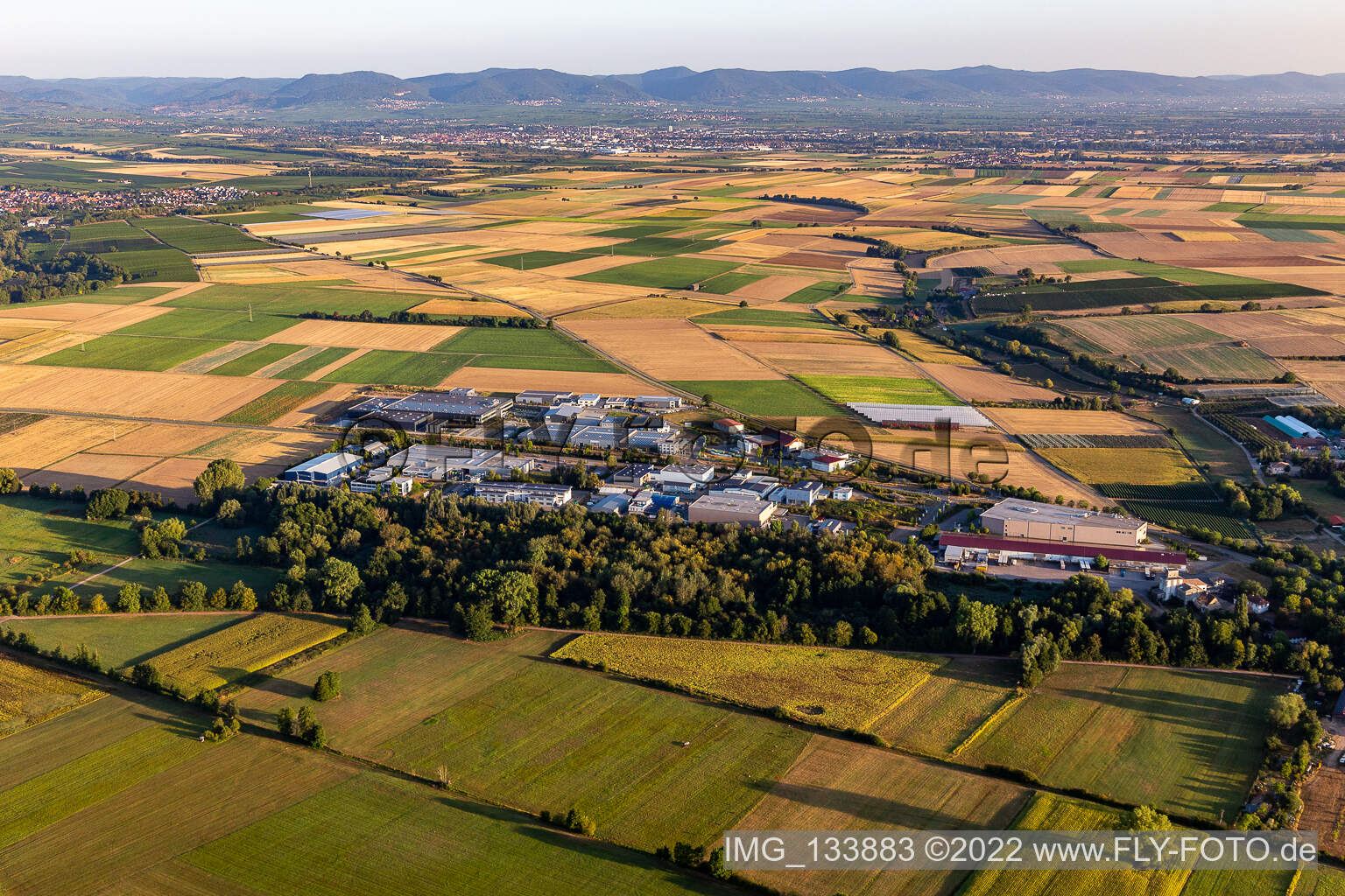 Oblique view of West Industrial Park in the district Herxheim in Herxheim bei Landau/Pfalz in the state Rhineland-Palatinate, Germany