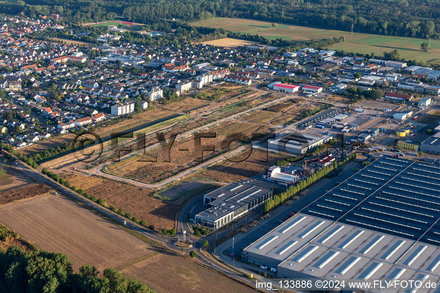 Aerial view of Expansion area of the Interpark in the district Offenbach in Offenbach an der Queich in the state Rhineland-Palatinate, Germany