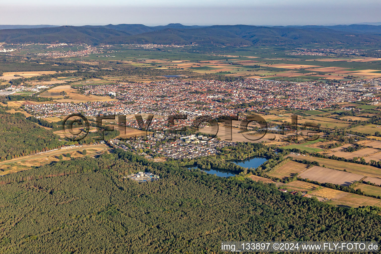 Haßloch in the state Rhineland-Palatinate, Germany seen from above