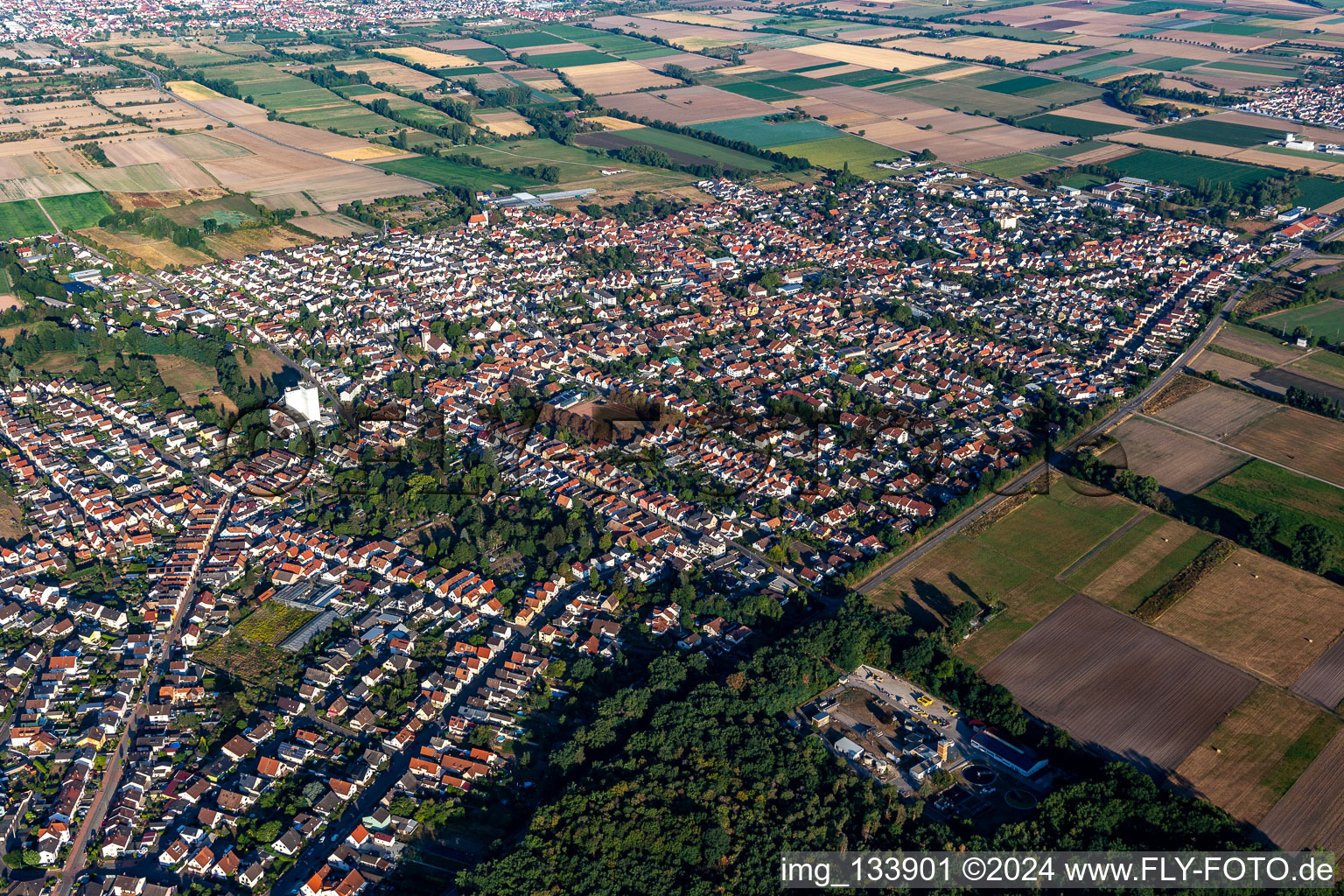 District Iggelheim in Böhl-Iggelheim in the state Rhineland-Palatinate, Germany from above