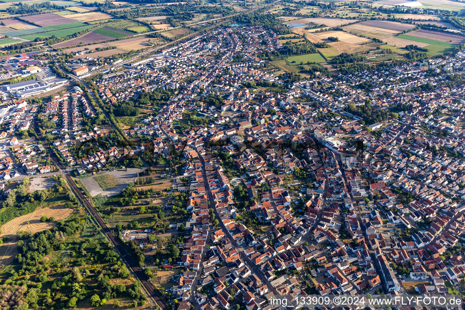 Aerial photograpy of Schifferstadt in the state Rhineland-Palatinate, Germany