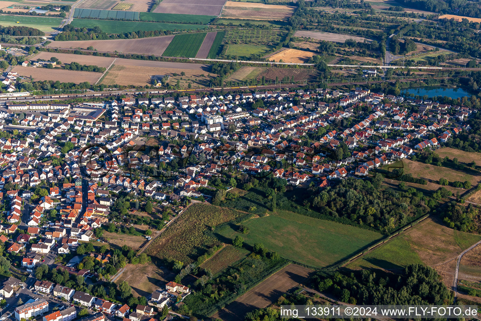 Oblique view of Schifferstadt in the state Rhineland-Palatinate, Germany