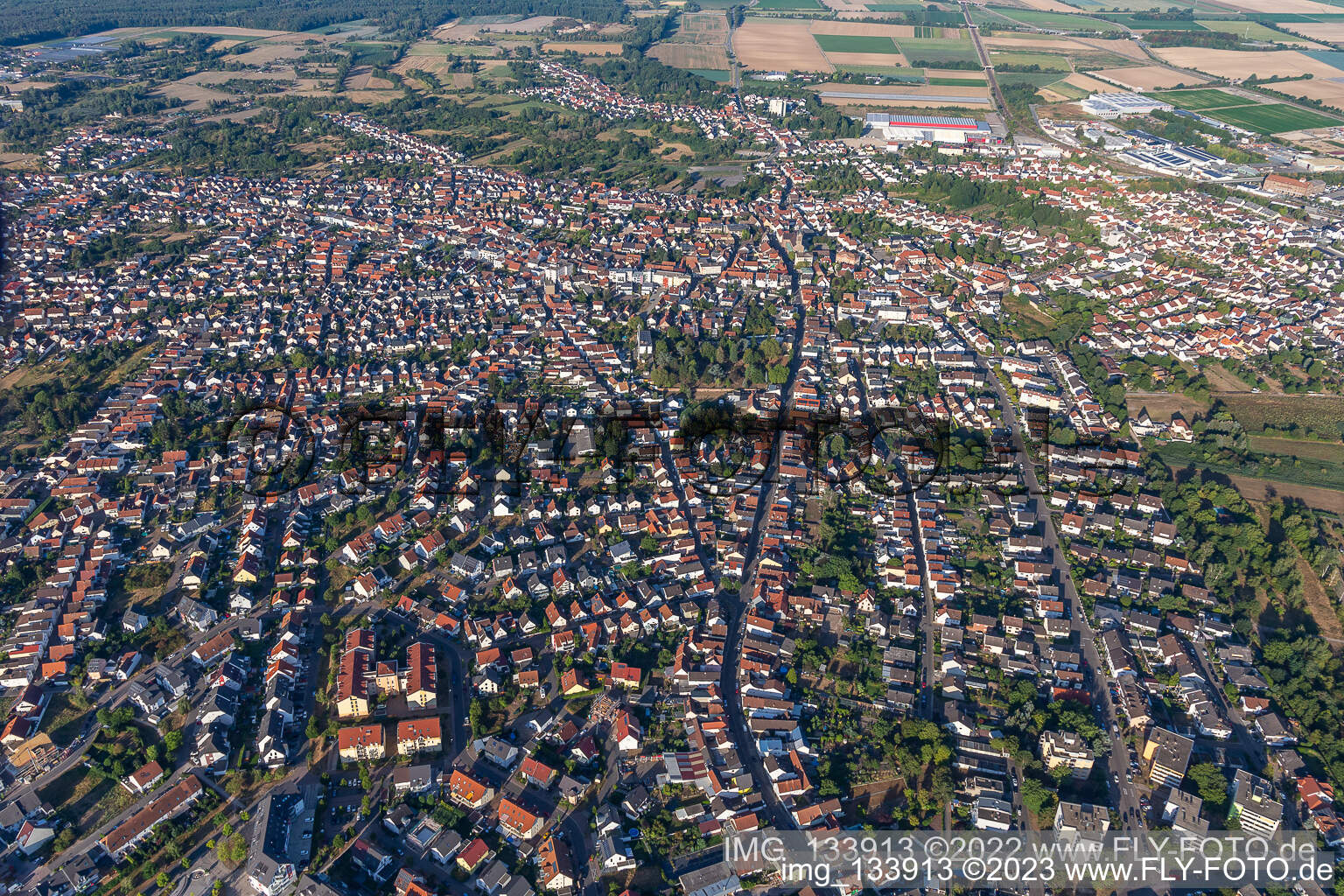 Schifferstadt in the state Rhineland-Palatinate, Germany seen from above