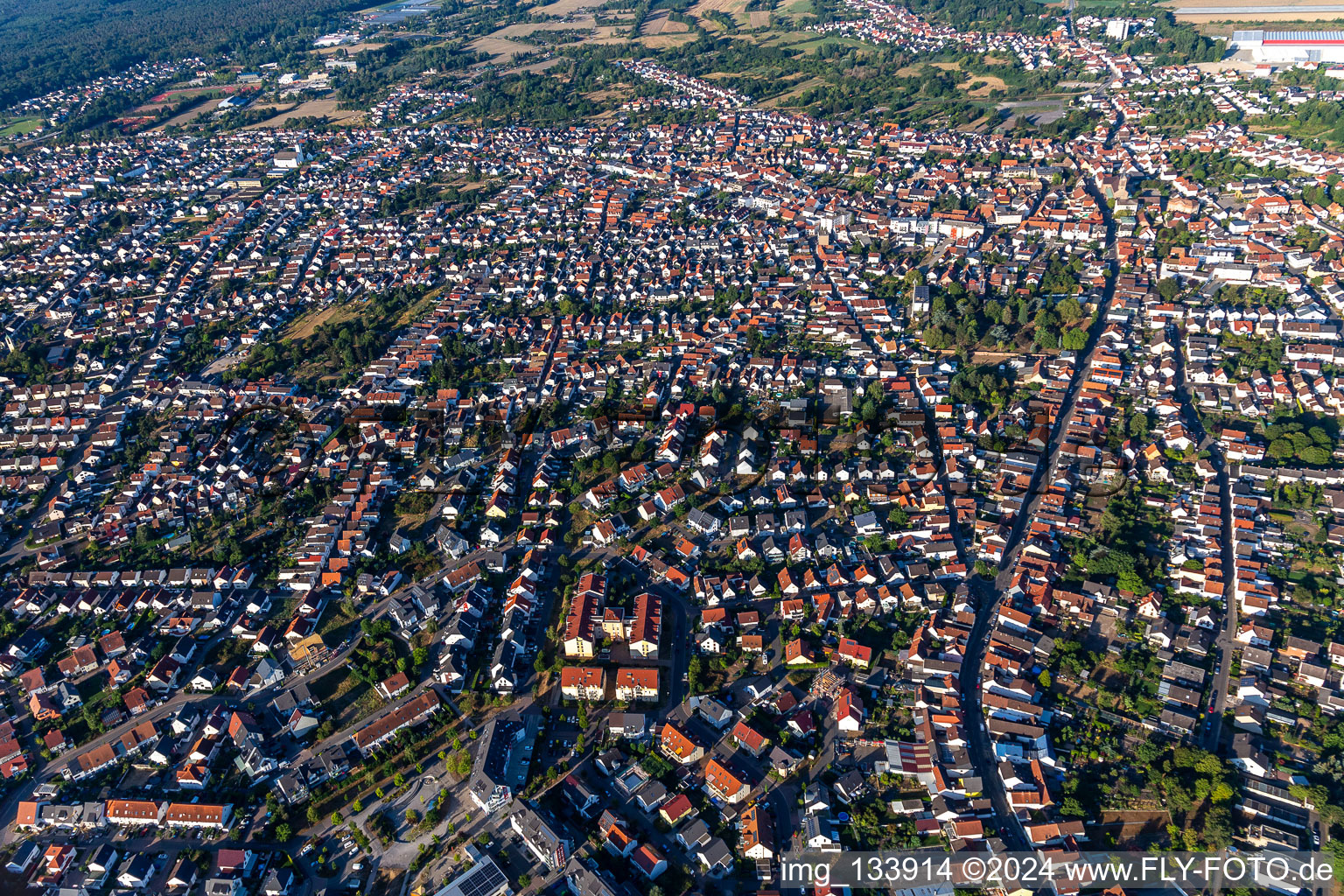 Schifferstadt in the state Rhineland-Palatinate, Germany from the plane