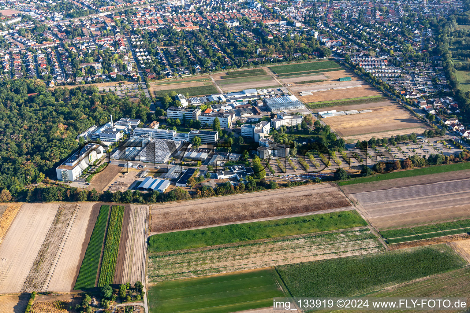 Aerial photograpy of BASF Agricultural Center in Limburgerhof in the state Rhineland-Palatinate, Germany