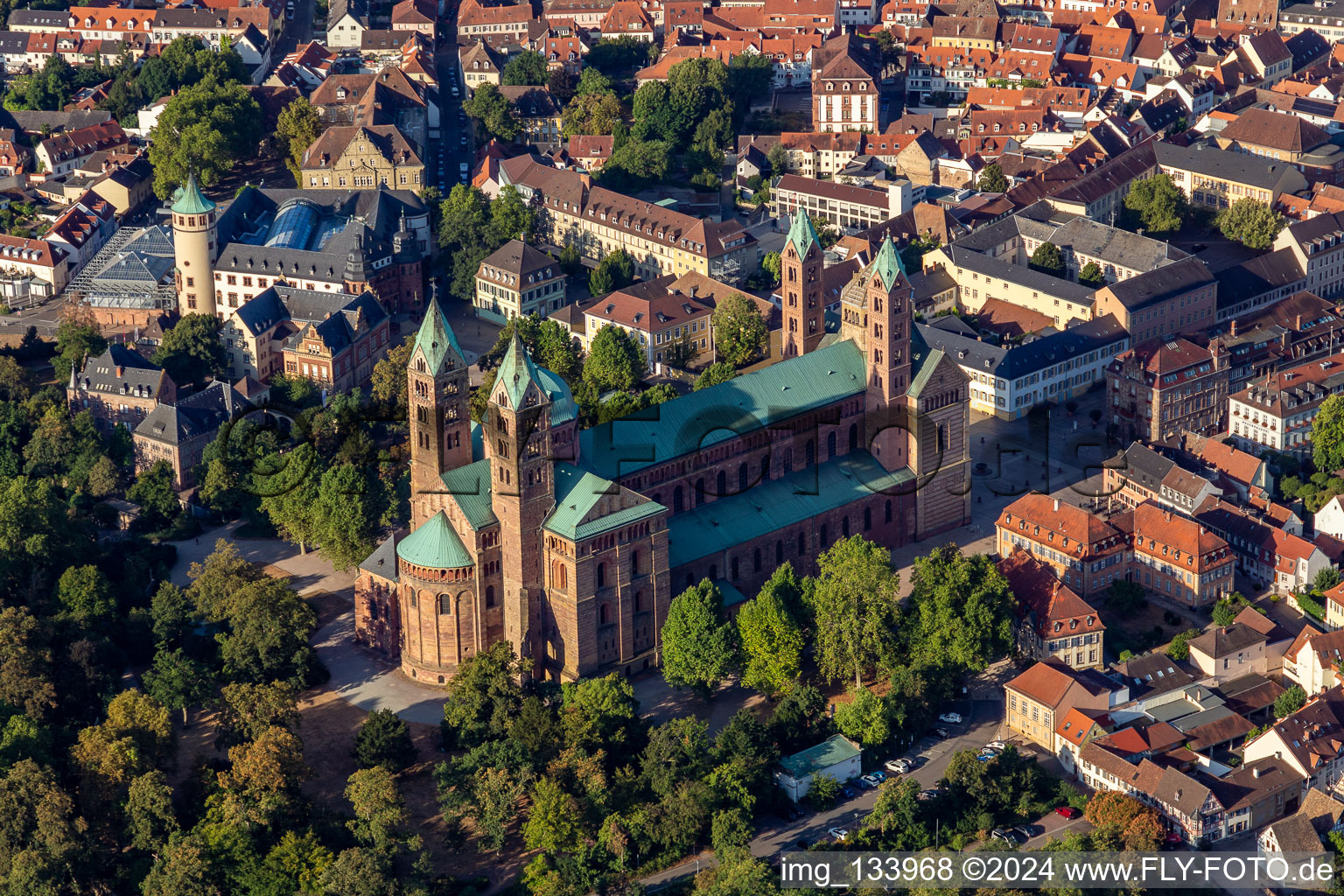 Cathedral to Speyer in Speyer in the state Rhineland-Palatinate, Germany from above