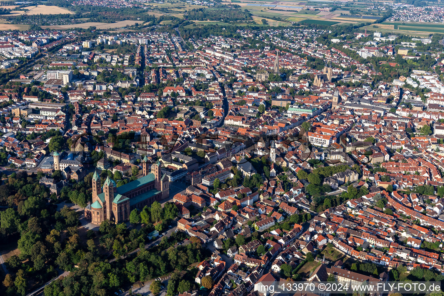 Speyer in the state Rhineland-Palatinate, Germany from the drone perspective