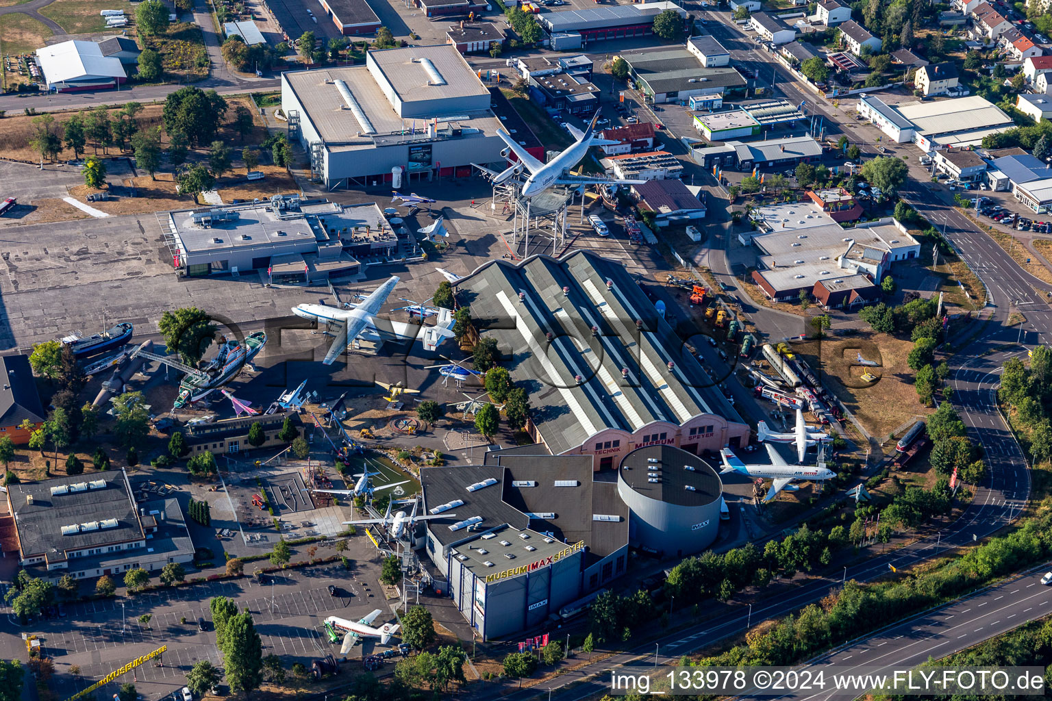 Aerial view of Technology Museum Speyer in Speyer in the state Rhineland-Palatinate, Germany