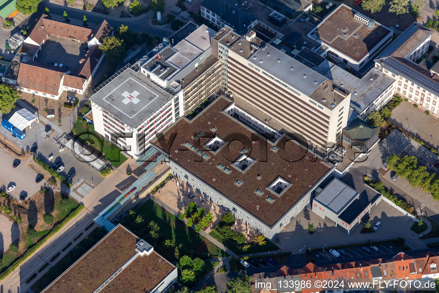 Aerial photograpy of Deaconess Foundation Hospital Speyer in Speyer in the state Rhineland-Palatinate, Germany