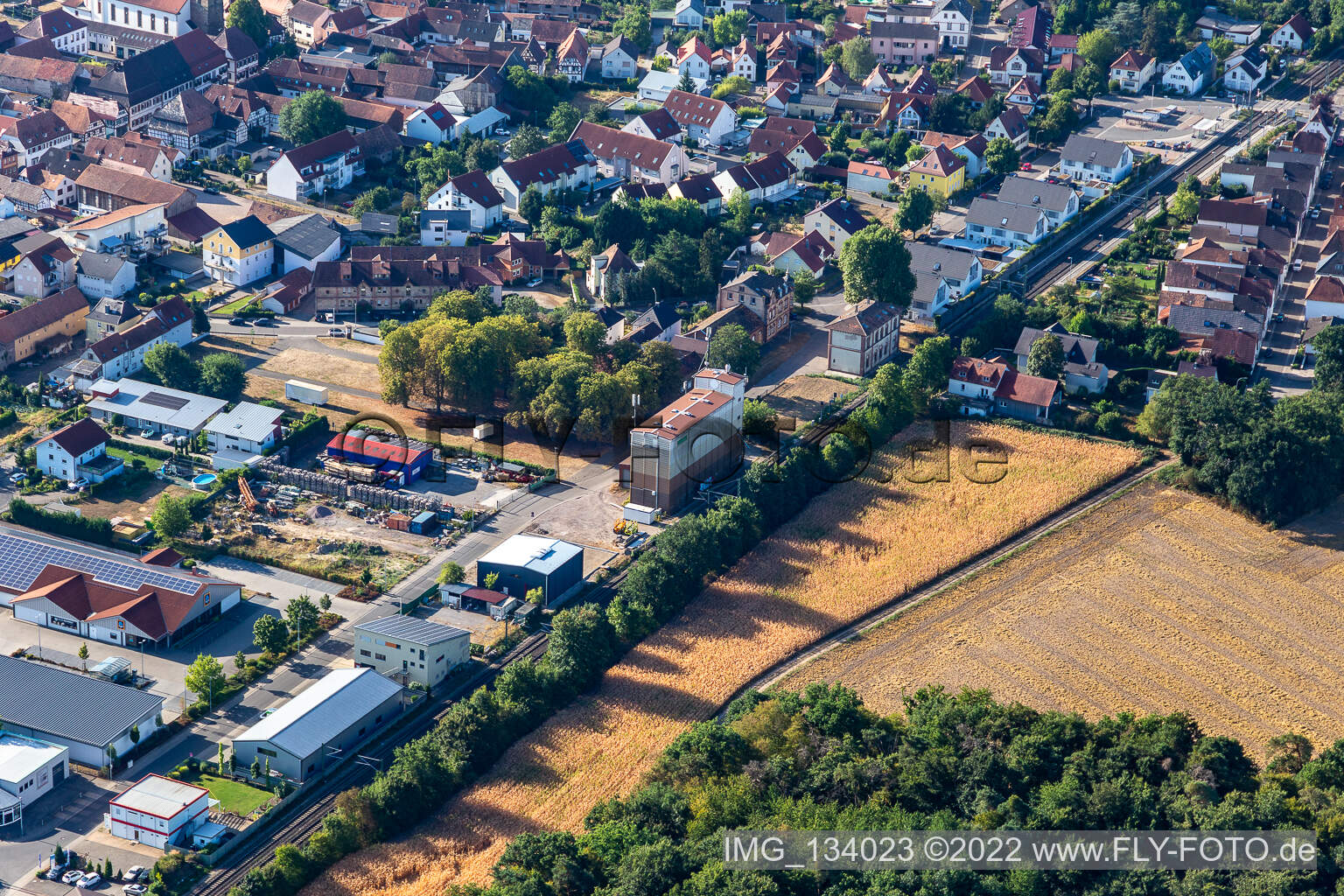 Drone recording of Rheinzabern in the state Rhineland-Palatinate, Germany