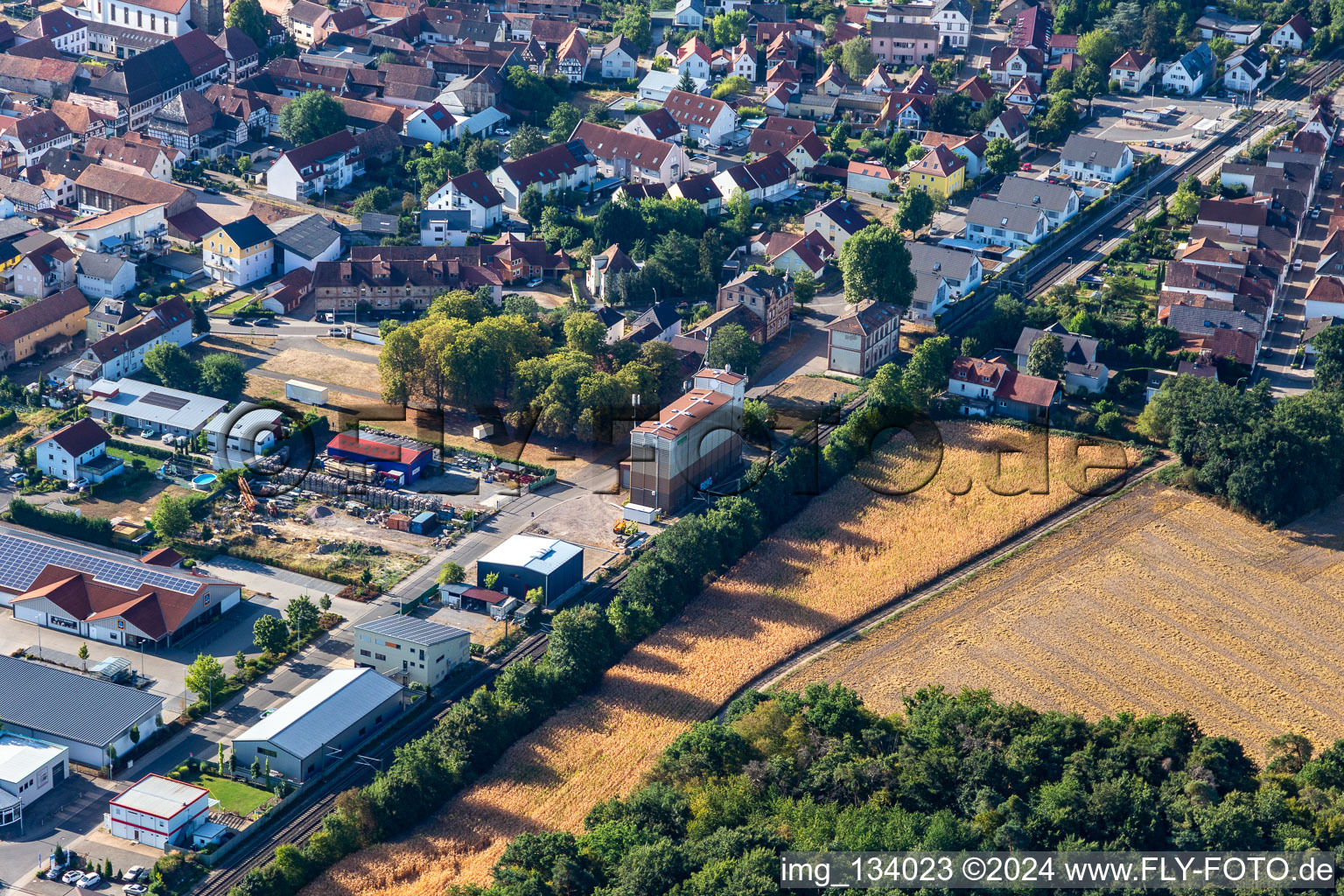 Drone recording of Rheinzabern in the state Rhineland-Palatinate, Germany