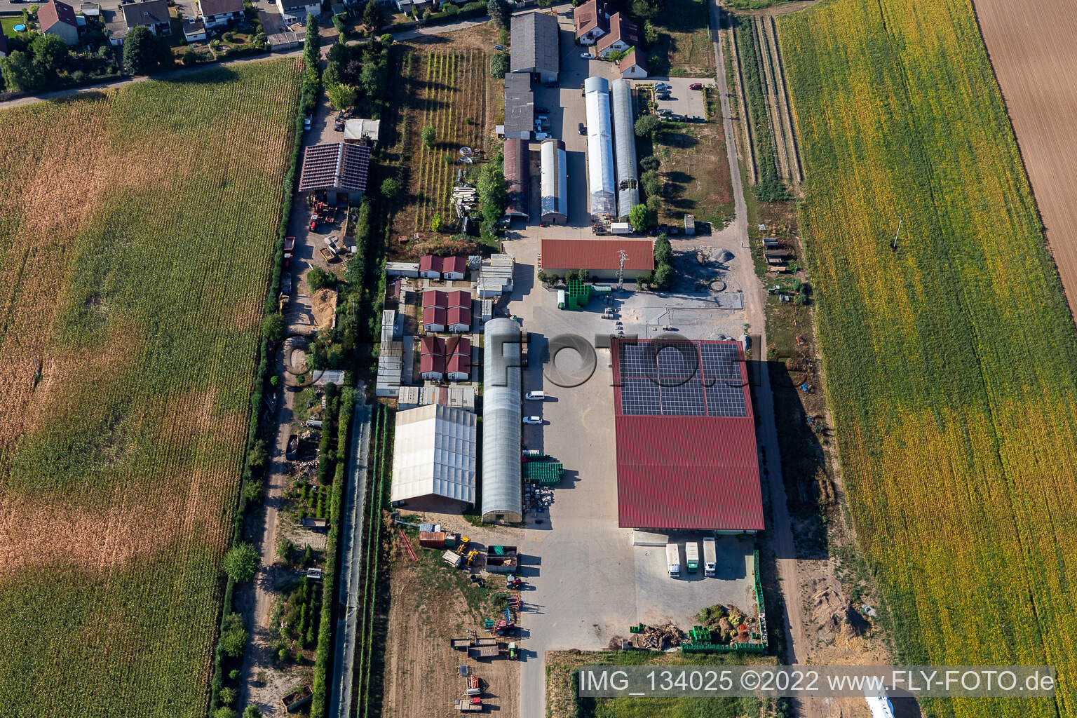 Aerial view of Organic farm Kugelmann in Kandel in the state Rhineland-Palatinate, Germany