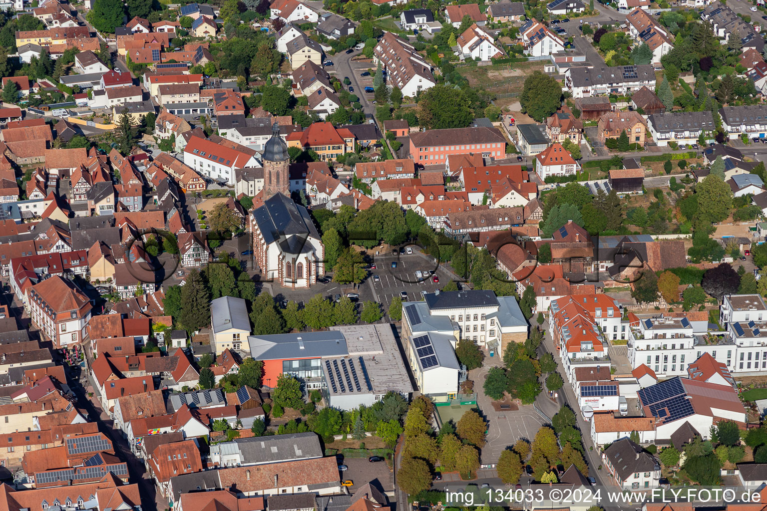 Town Hall Primary School Market Square St. George Church in Kandel in the state Rhineland-Palatinate, Germany