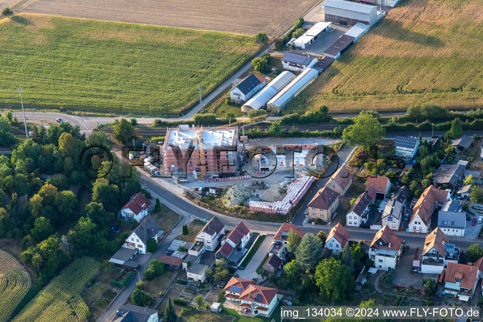 New construction site at the level crossing Schaidt in the district Schaidt in Wörth am Rhein in the state Rhineland-Palatinate, Germany