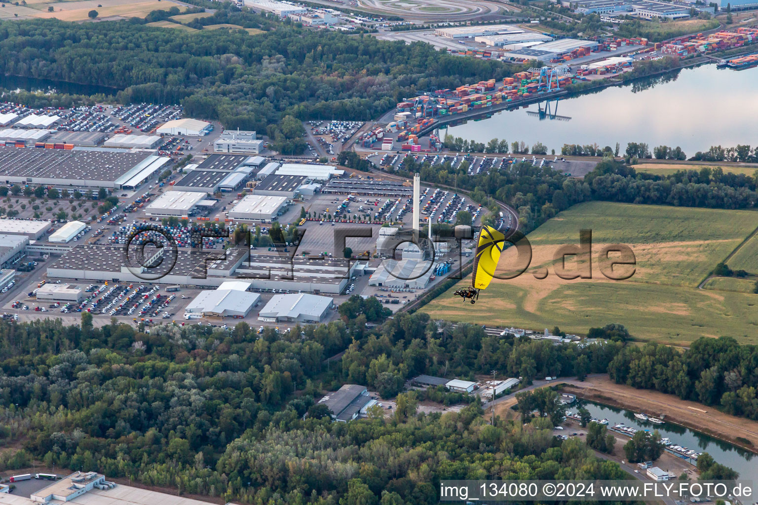 Aerial view of Port Maximiliansau in the district Maximiliansau in Wörth am Rhein in the state Rhineland-Palatinate, Germany