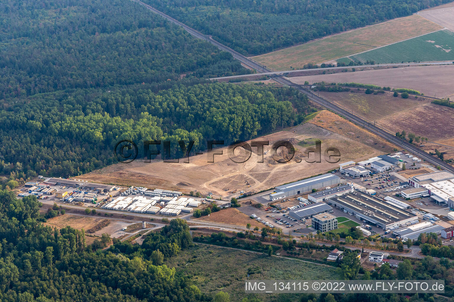 Oblique view of HeKa Herzog GmbH in the district Neudorf in Graben-Neudorf in the state Baden-Wuerttemberg, Germany