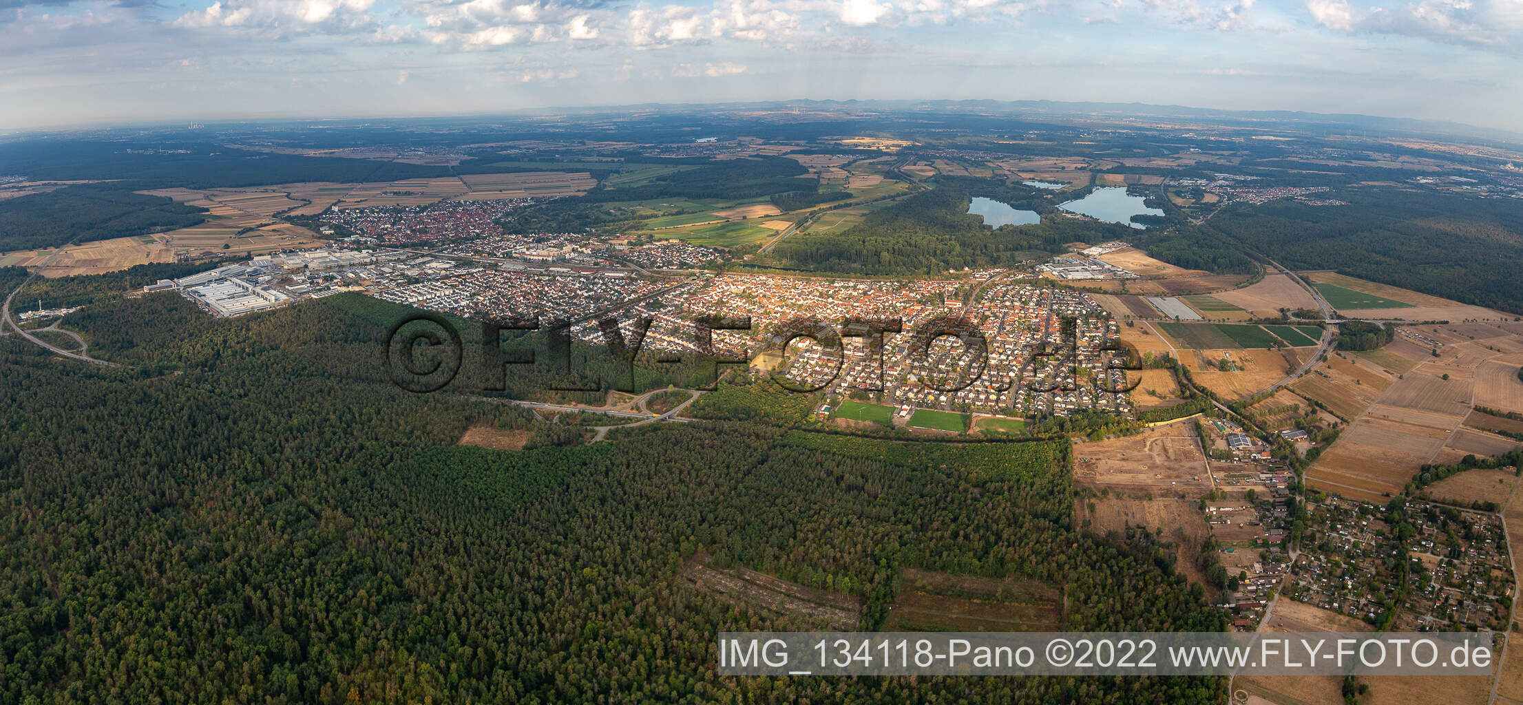 District Neudorf in Graben-Neudorf in the state Baden-Wuerttemberg, Germany viewn from the air