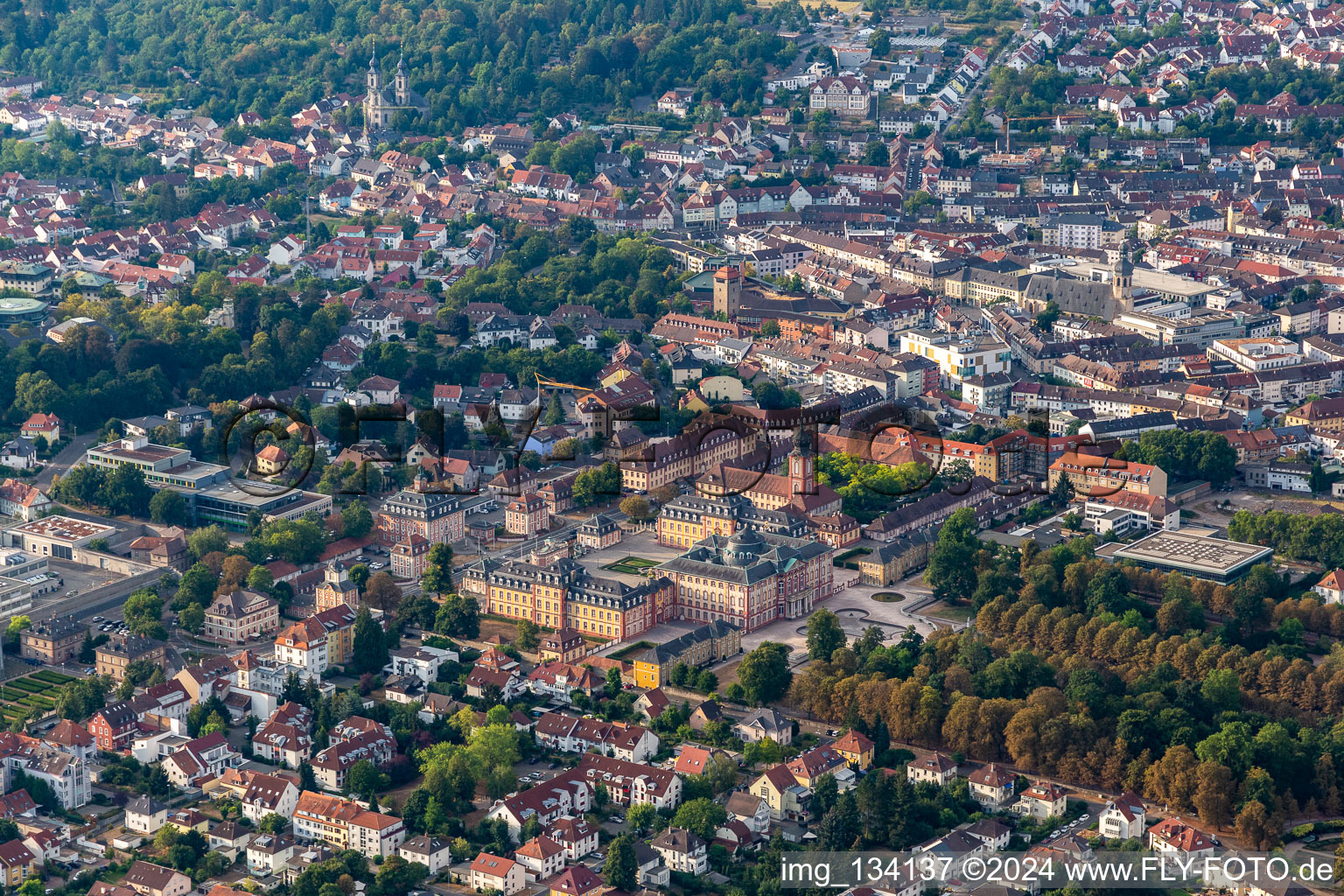 Castle garden and castle Bruchsal in Bruchsal in the state Baden-Wuerttemberg, Germany