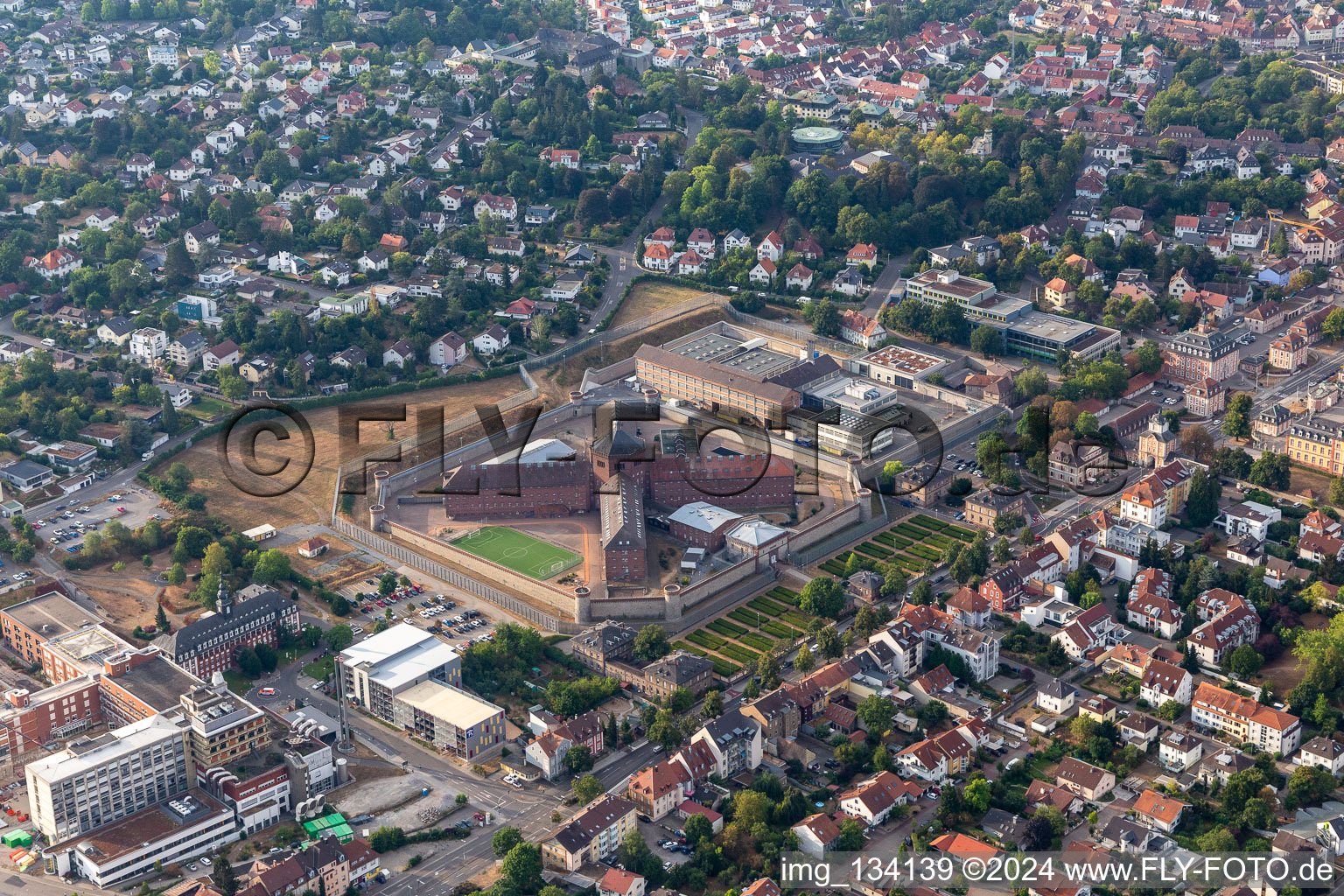 Aerial photograpy of Correctional facility Bruchsal in Bruchsal in the state Baden-Wuerttemberg, Germany