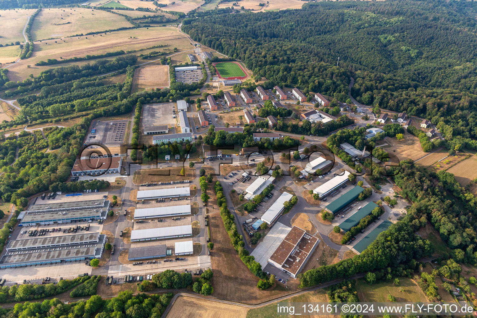 Aerial view of Military Police Service Command Bruchsalm ABC Defense Battalion 750 "Baden", StOÜbPl Bruchsal in Bruchsal in the state Baden-Wuerttemberg, Germany