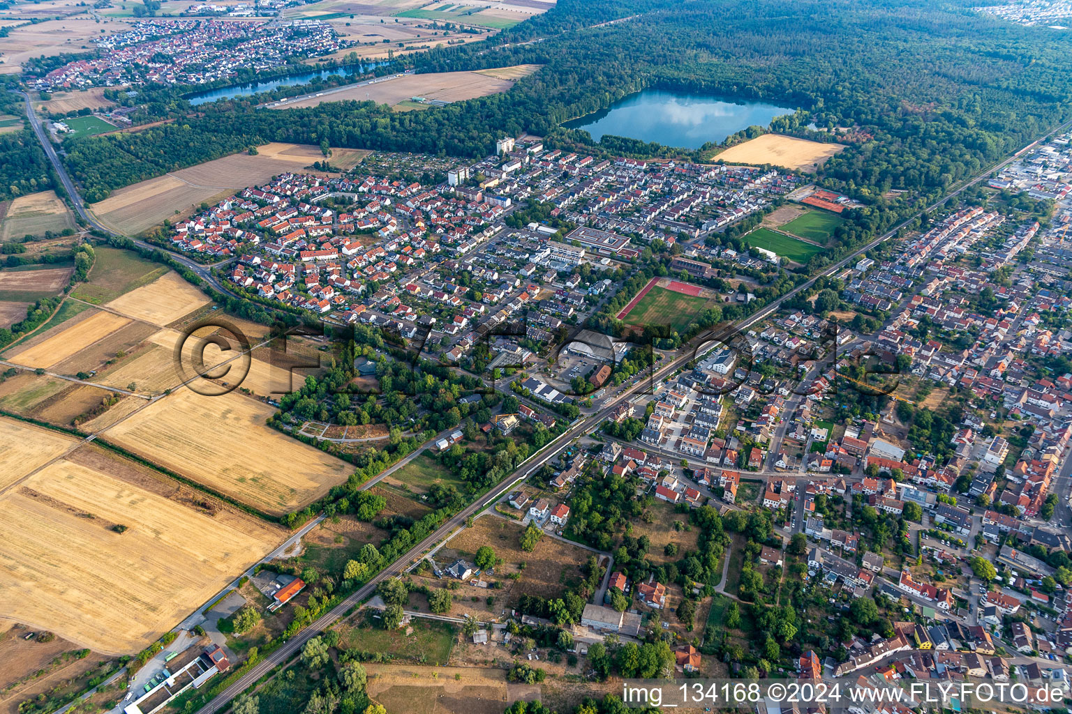 Quarry lake in the district Untergrombach in Bruchsal in the state Baden-Wuerttemberg, Germany