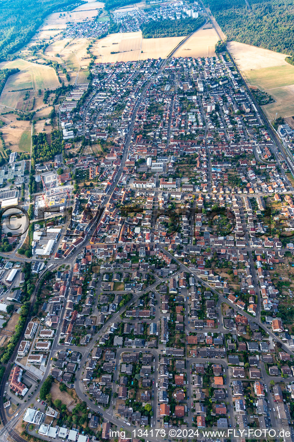 Drone image of District Blankenloch in Stutensee in the state Baden-Wuerttemberg, Germany