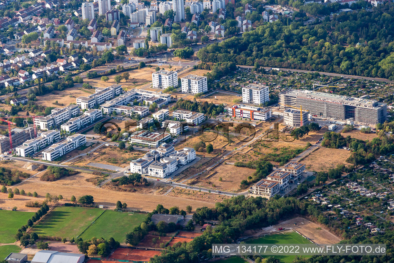 Bird's eye view of Technology park Karlsruhe in the district Rintheim in Karlsruhe in the state Baden-Wuerttemberg, Germany