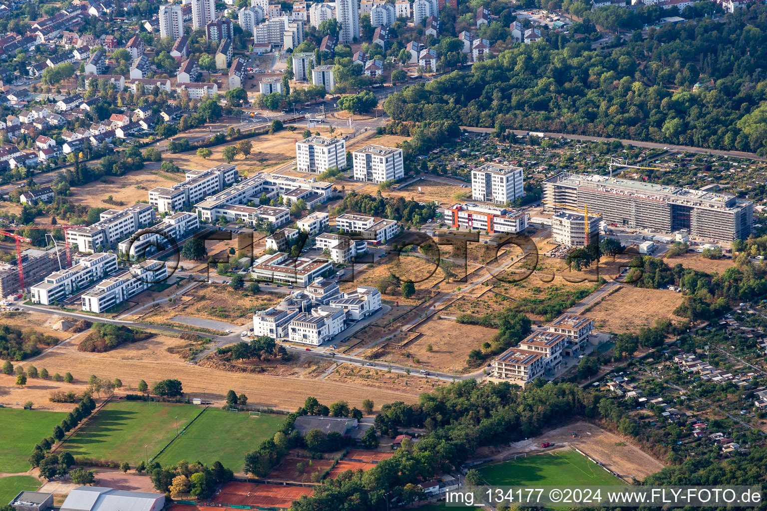 Bird's eye view of Technology park Karlsruhe in the district Rintheim in Karlsruhe in the state Baden-Wuerttemberg, Germany