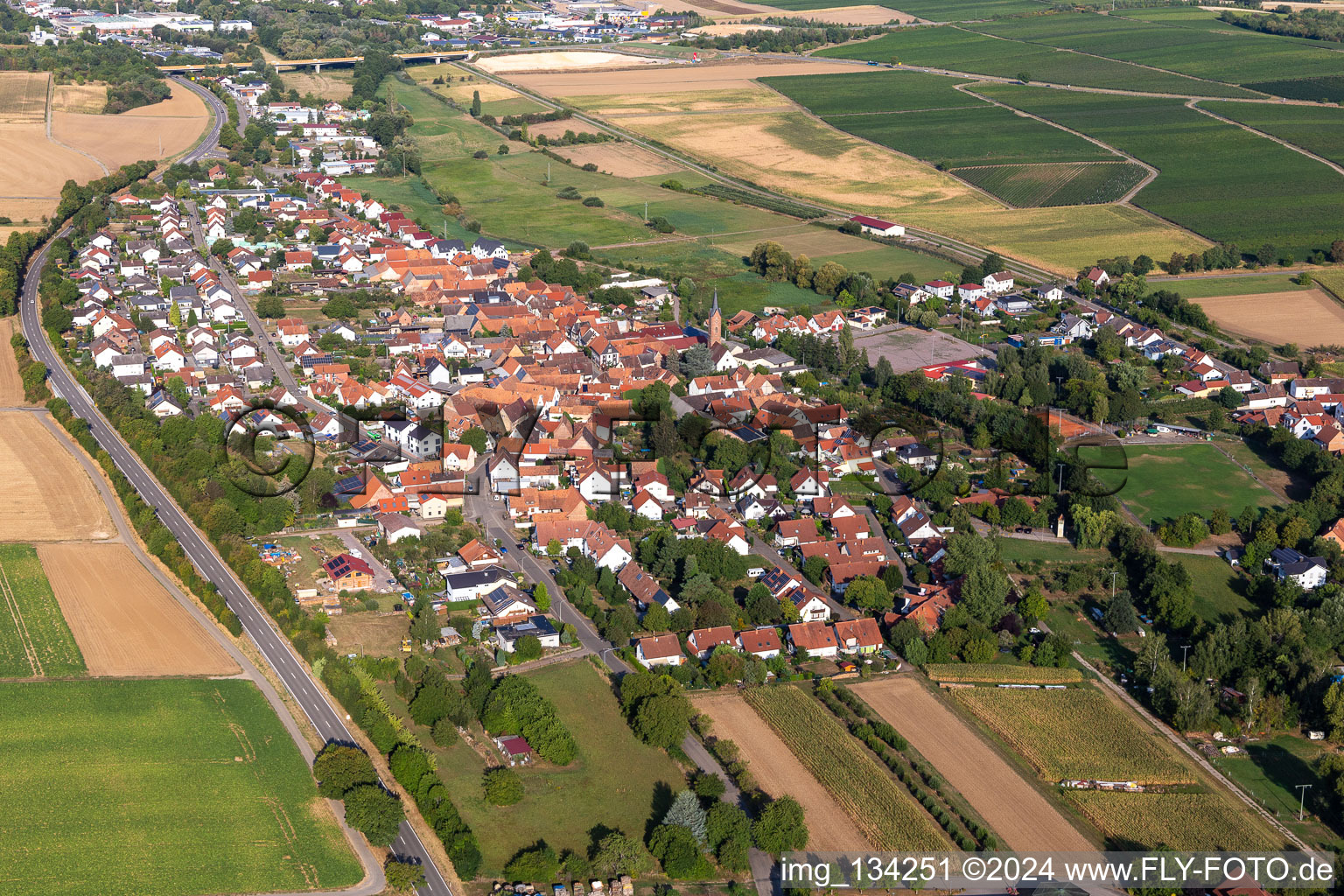 District Kapellen in Kapellen-Drusweiler in the state Rhineland-Palatinate, Germany from a drone