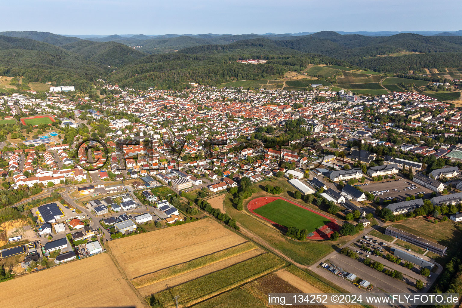 Bad Bergzabern in the state Rhineland-Palatinate, Germany from the plane