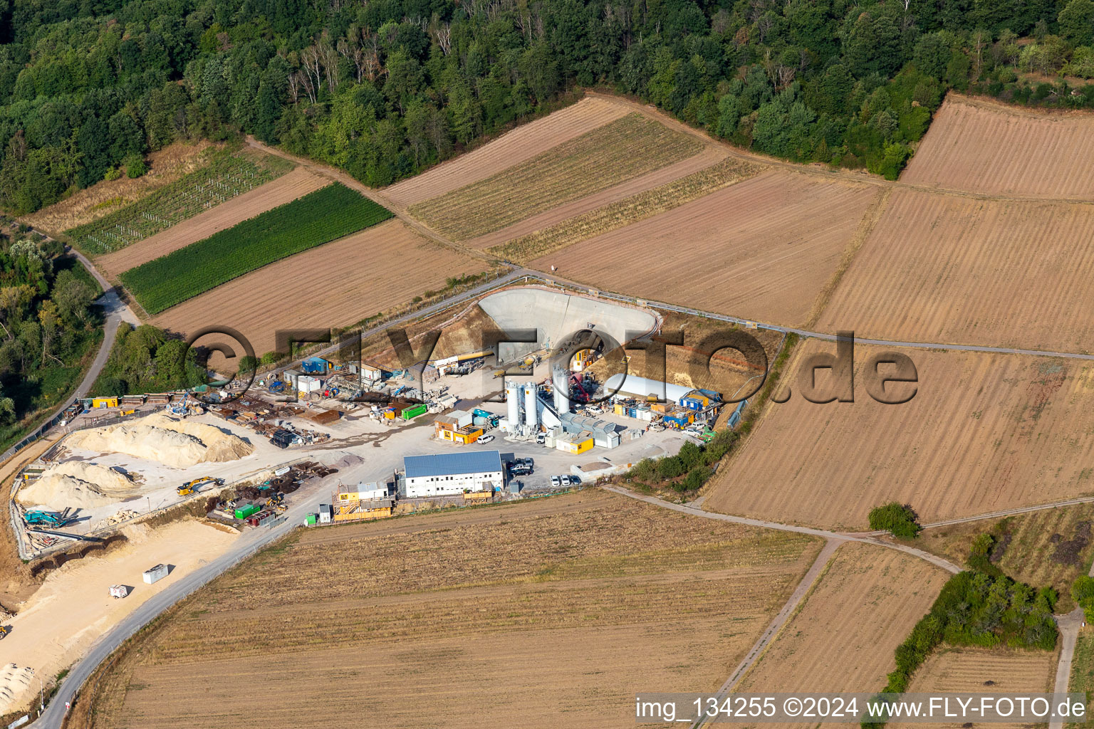 Tunnel construction site in Dörrenbach in the state Rhineland-Palatinate, Germany from above