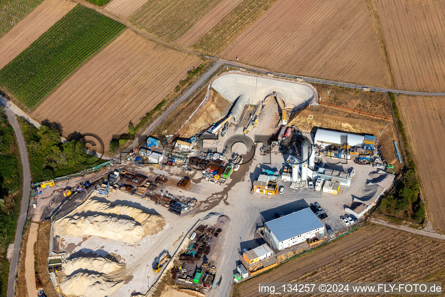 Tunnel construction site in Dörrenbach in the state Rhineland-Palatinate, Germany out of the air