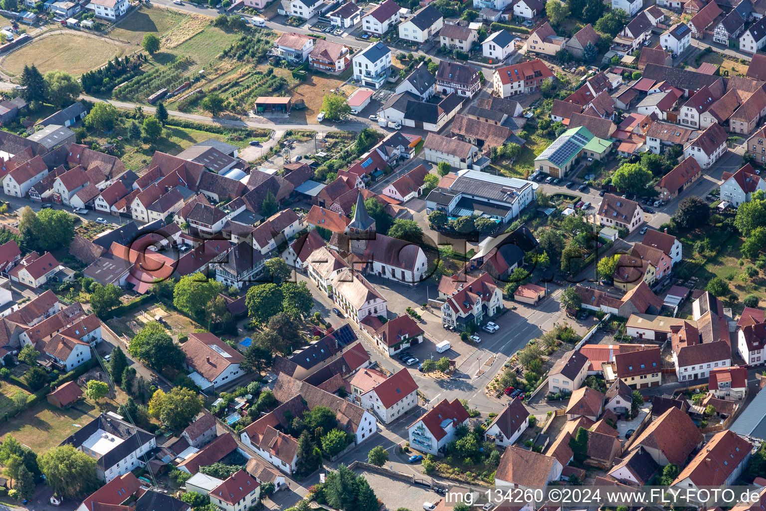 Oberotterbach in the state Rhineland-Palatinate, Germany from above