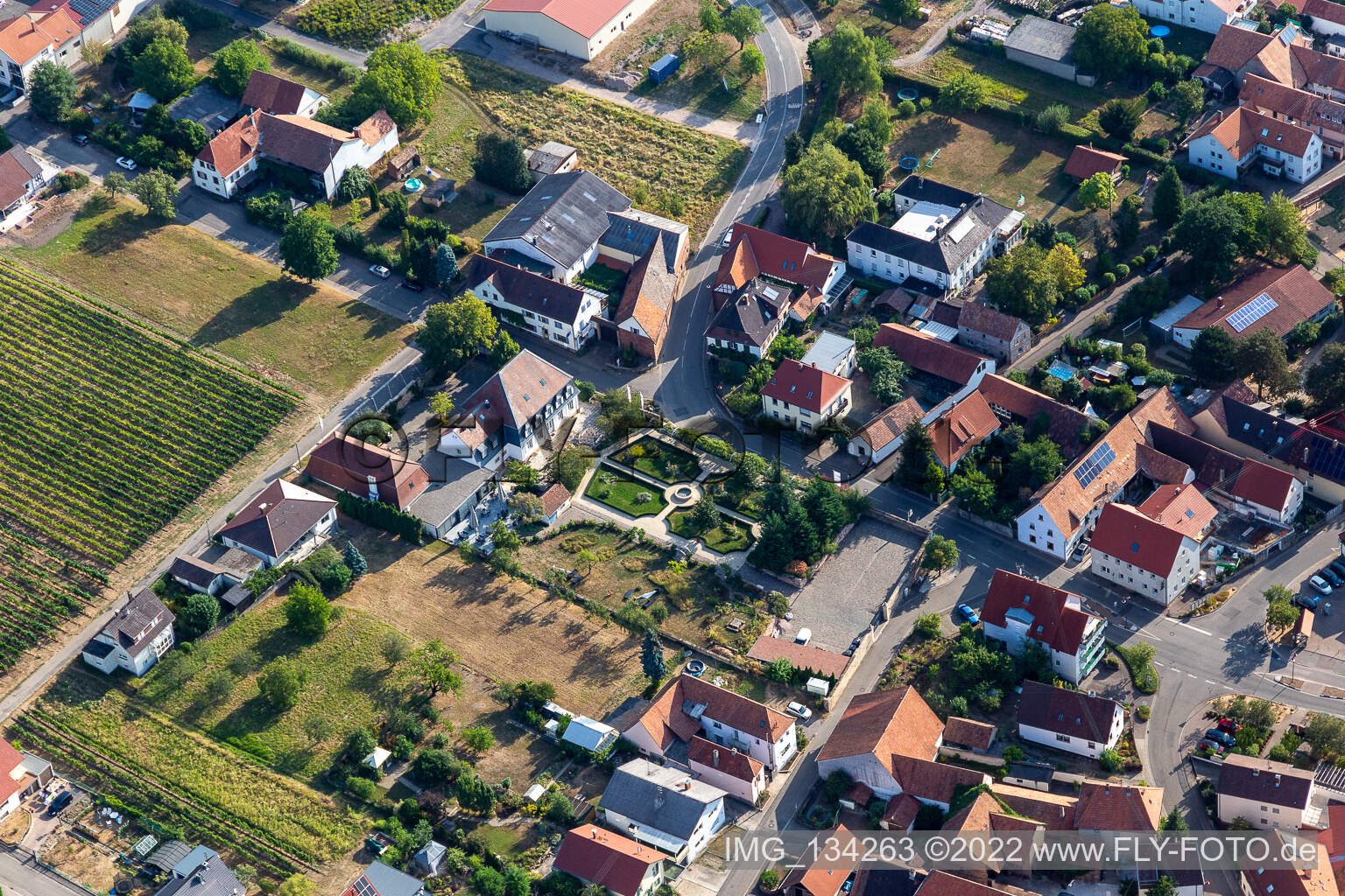 Aerial view of Schlössl Oberotterbach in Oberotterbach in the state Rhineland-Palatinate, Germany