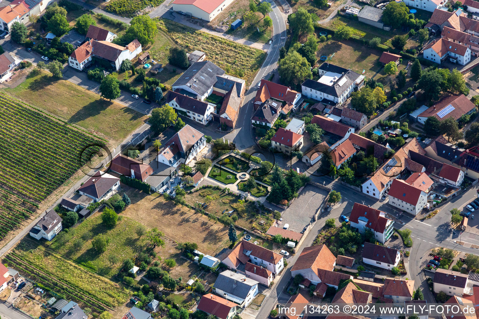 Aerial view of Schlössl Oberotterbach in Oberotterbach in the state Rhineland-Palatinate, Germany