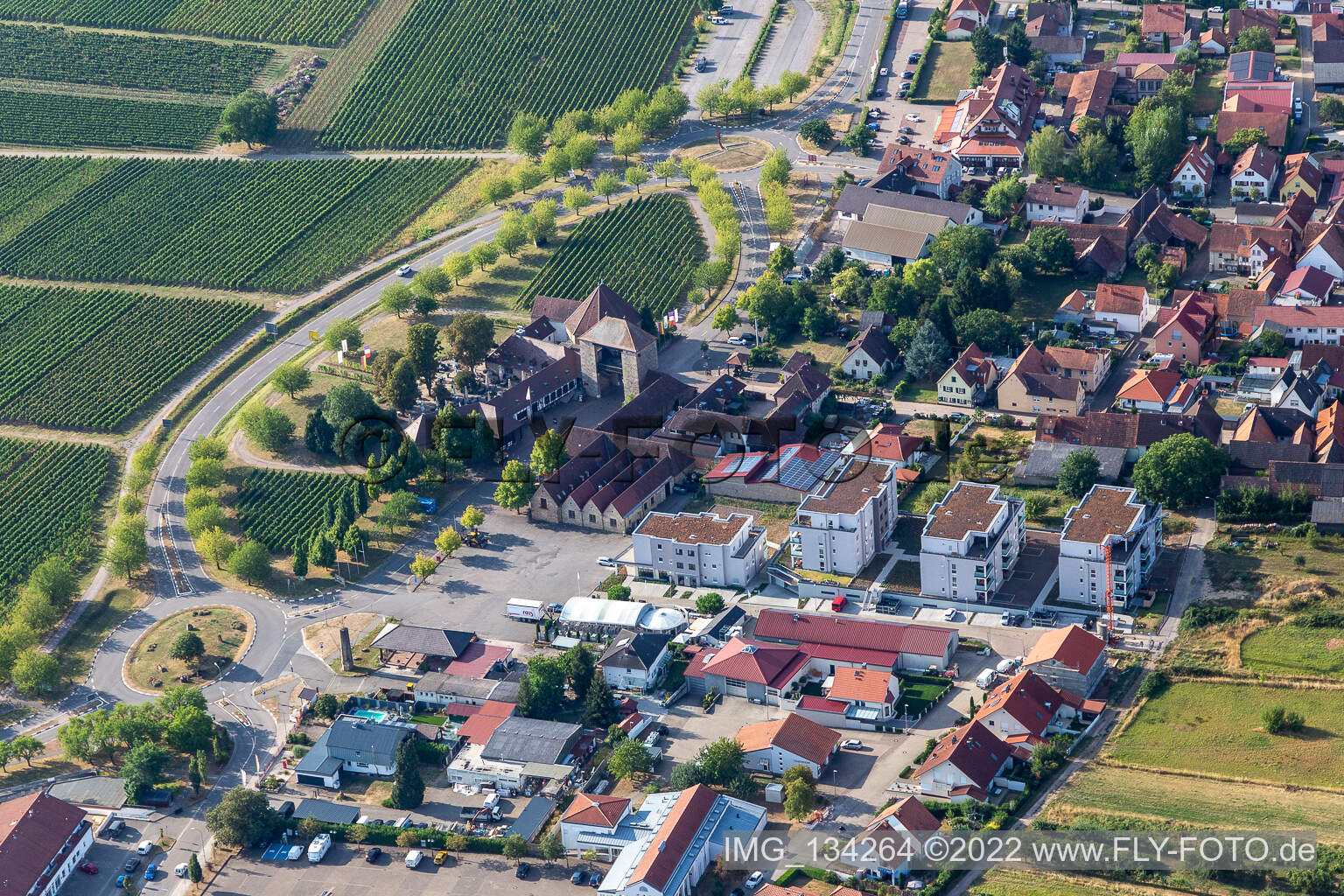 Weintor and Längelstr in the district Schweigen in Schweigen-Rechtenbach in the state Rhineland-Palatinate, Germany