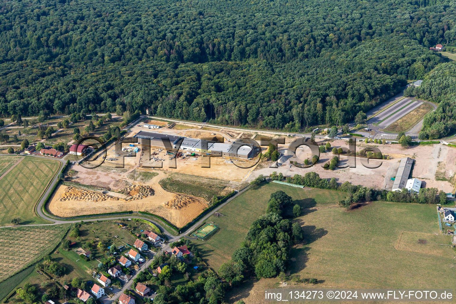 Commercial area on the former barracks site in Drachenbronn-Birlenbach in the state Bas-Rhin, France