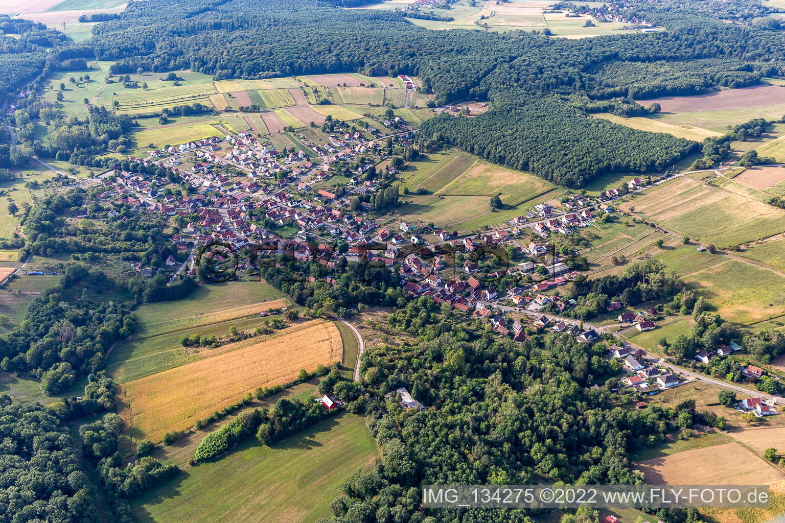 Lobsann in the state Bas-Rhin, France viewn from the air