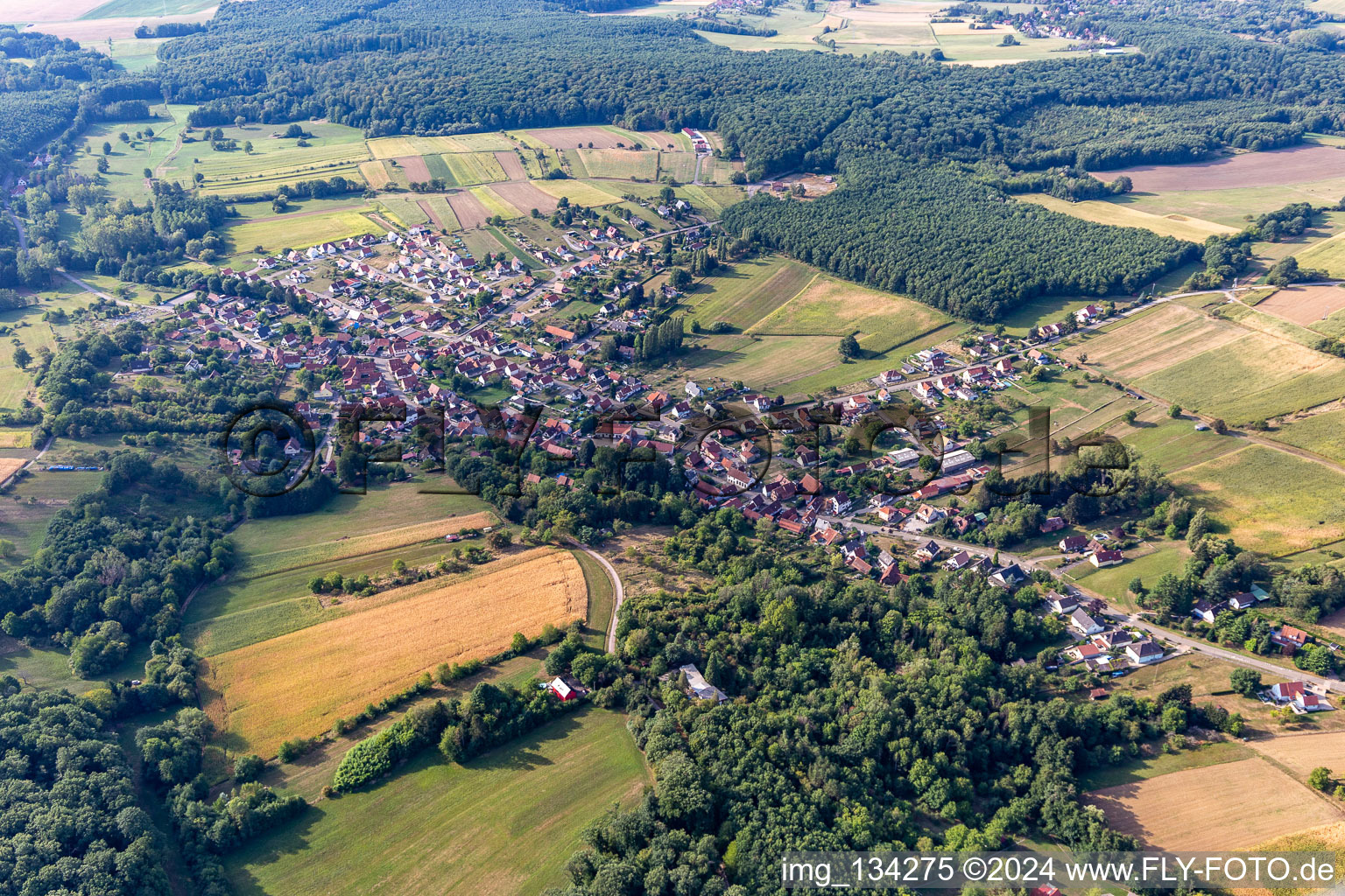 Lobsann in the state Bas-Rhin, France viewn from the air