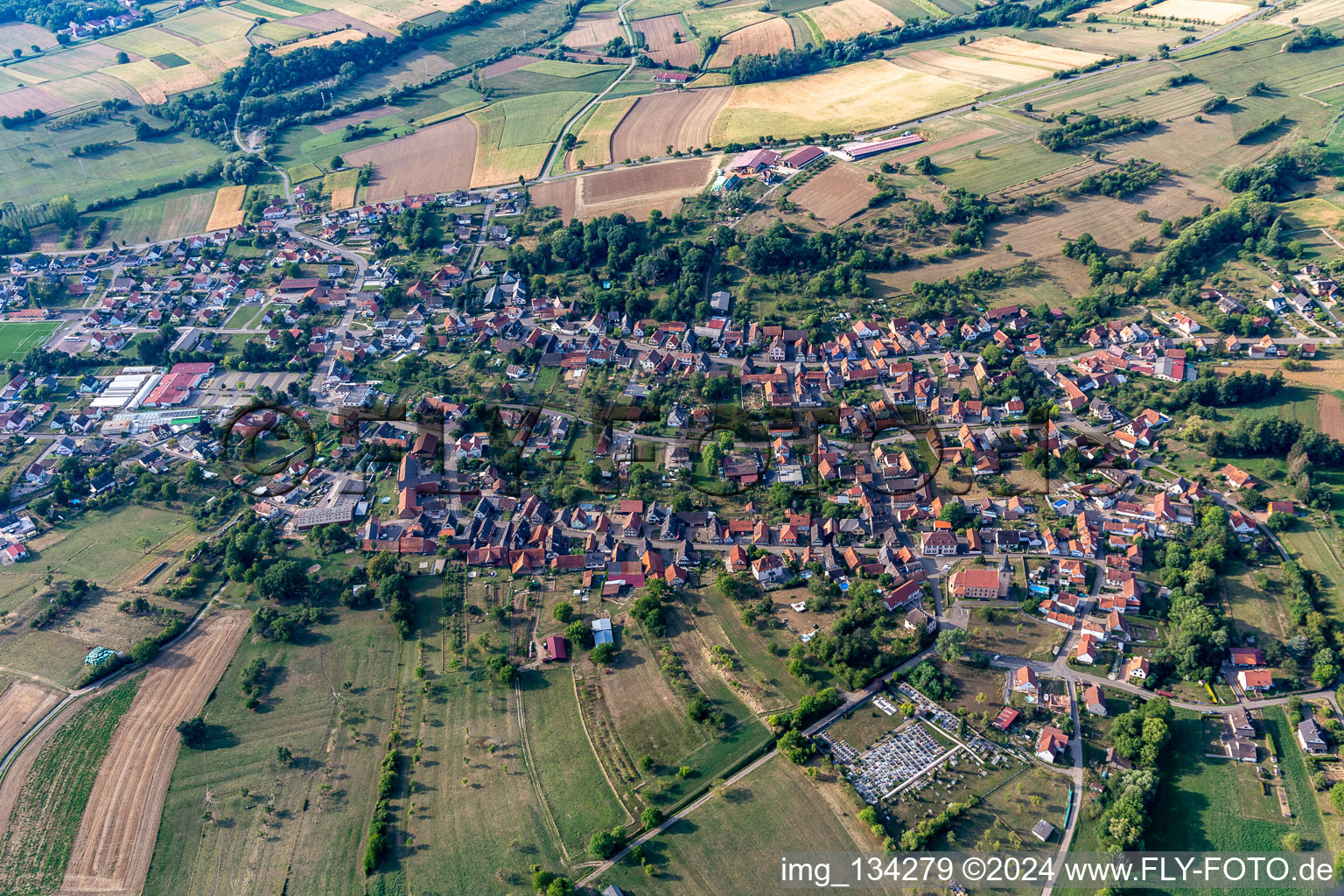 Preuschdorf in the state Bas-Rhin, France from the plane