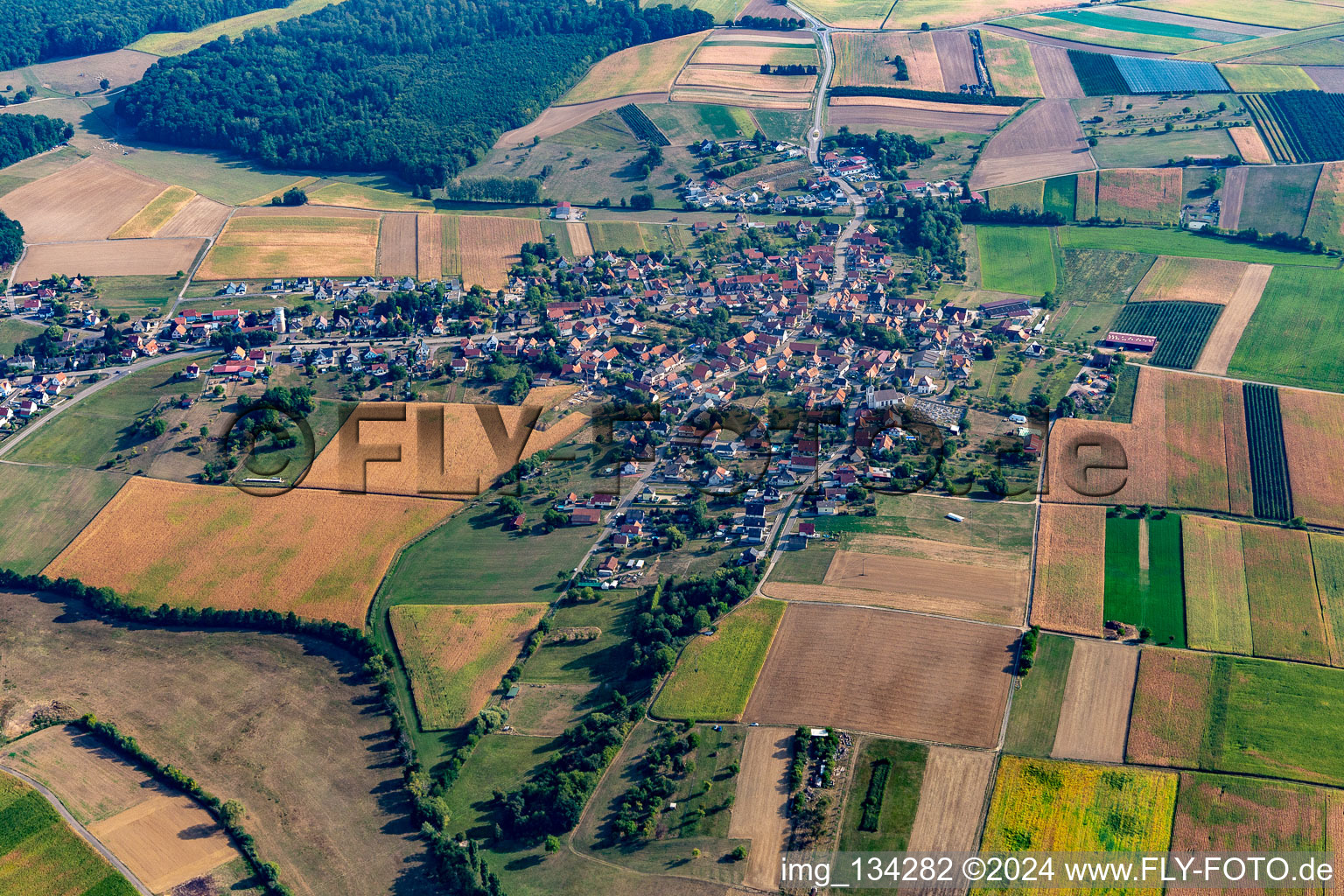 Bird's eye view of Schœnenbourg in the state Bas-Rhin, France