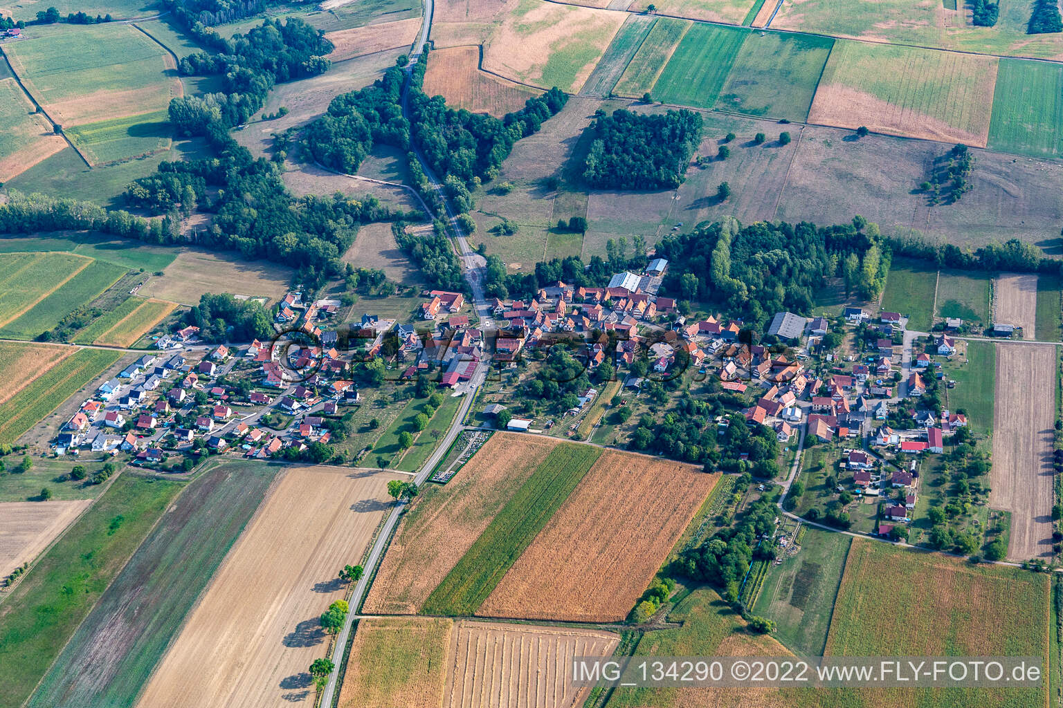 Ingolsheim in the state Bas-Rhin, France seen from above